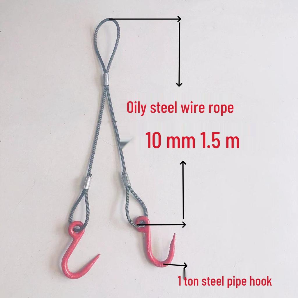 Двухветвевой строп из плетеного стального каната с крюками для такелажа при обслуживании кранов
