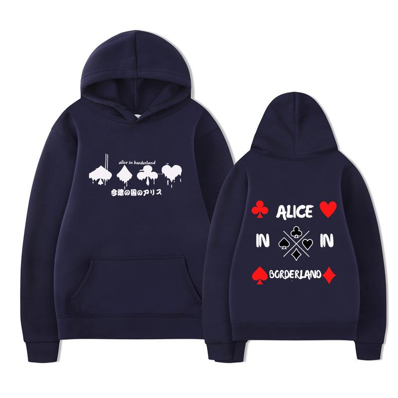 Alice In Borderland Hoodies Men Cartoon Cards Sweatshirt Vintage Unisex Pullover Men Graphic Hoody Oversize Clothing