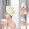 Women's Double Layer Quick-Dry Coral Fleece Hair Towel and Shower Cap - Super Absorbent and Thick with Headband