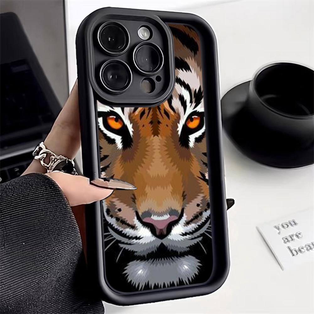 LZ30 Tiger Lion Cat Silicone Phone Case for iPhone 11 13 14 15 16 Pro Max 7 8 16 Plus 12 Mini XS Max XR Shockproof Back Cover