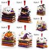 Acrylic Reading Ghost Pendant 2D Flat Halloween Bag Charm Halloween Ghost Ornaments  Halloween