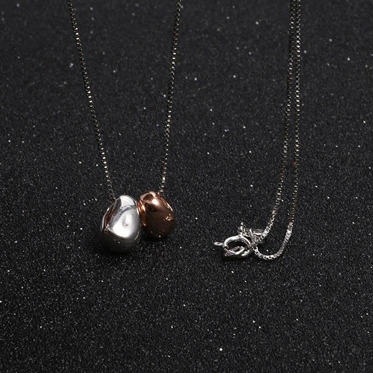 925 пробы стерлингового серебра Личность двухцветное гладкое каплевидное ожерелье капли воды ожерелья цепи ювелирные изделия S-N366