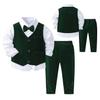 Boy’s Suits Gentleman Tuxedo Bow Tie Shirt Suit Vest Trousers 3-Piece Chic Toddler Baby Clothing for Christening Birthday Party