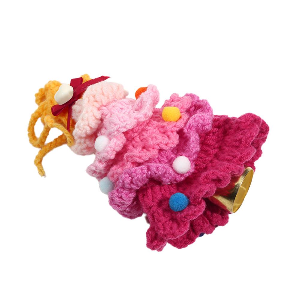 Yarn Crochet Christmas Tree Bell Pendant for Christmas New Year Carnival Party Homeschool Bar KTV Car Decoration Gifts