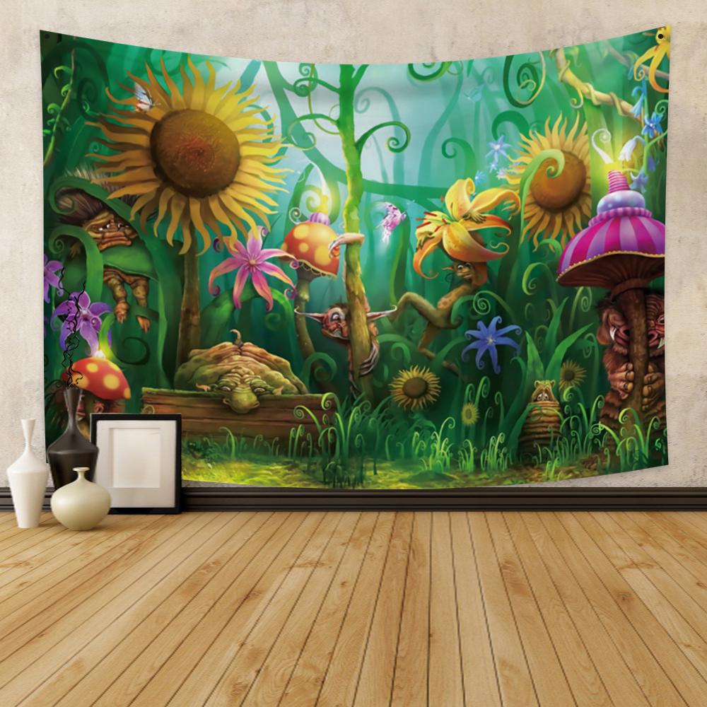 Fairy Tale Forest Tapestry Wall Hanging Fantasy Magic Mushroom Aesthetic For Kids Girls Bedroom Living Room Dorm Party Decor
