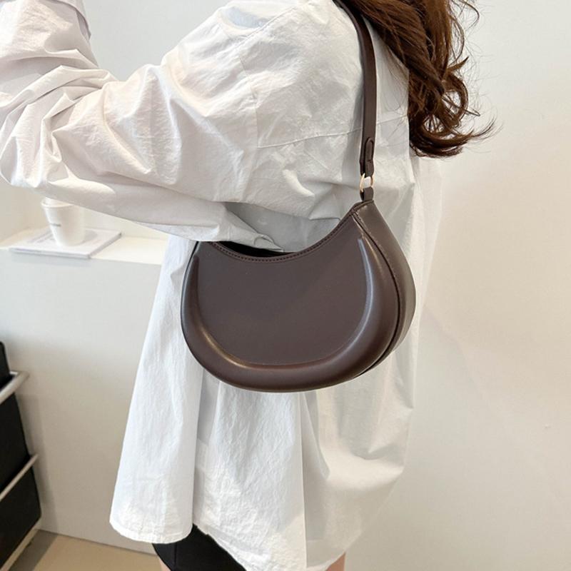 Женская однотонная сумка через плечо в форме полумесяца во французском стиле, новая повседневная модная сумка-хобо из искусственной кожи для поездок на работу