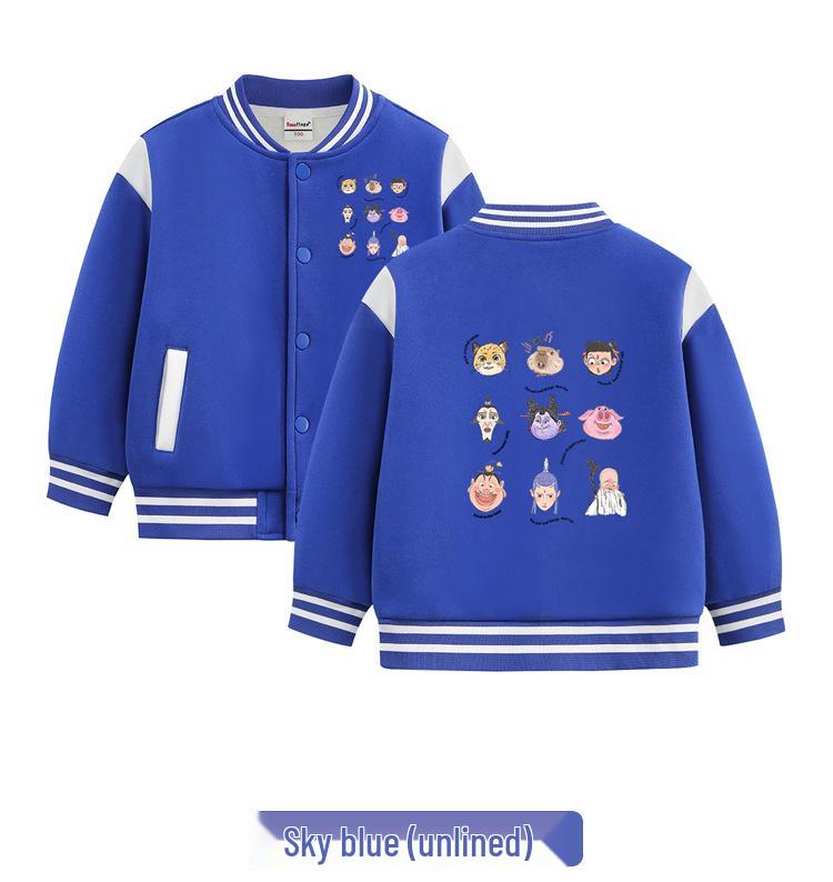 Autumn 2026 Kids' Thickened Velvet Baseball Jacket.