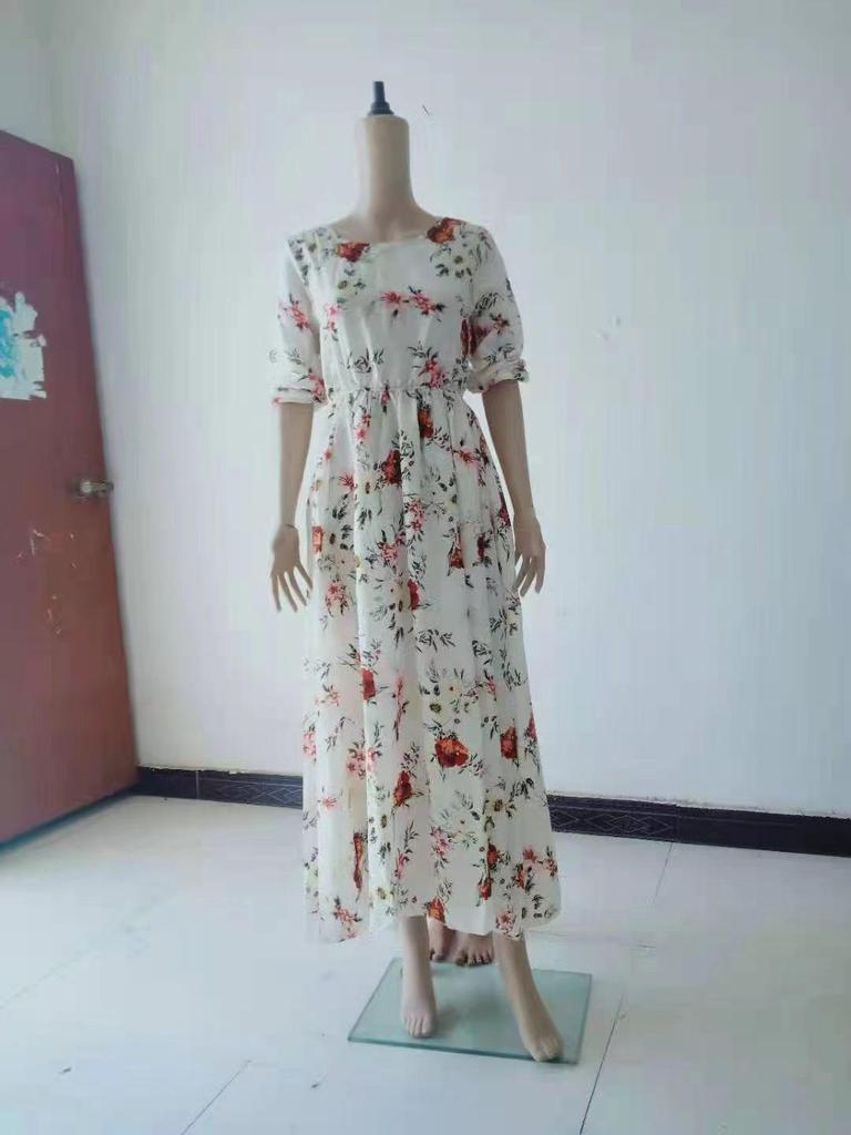 Европейское и американское женское шифоновое платье с принтом и расклешенной юбкой со скидками за количество