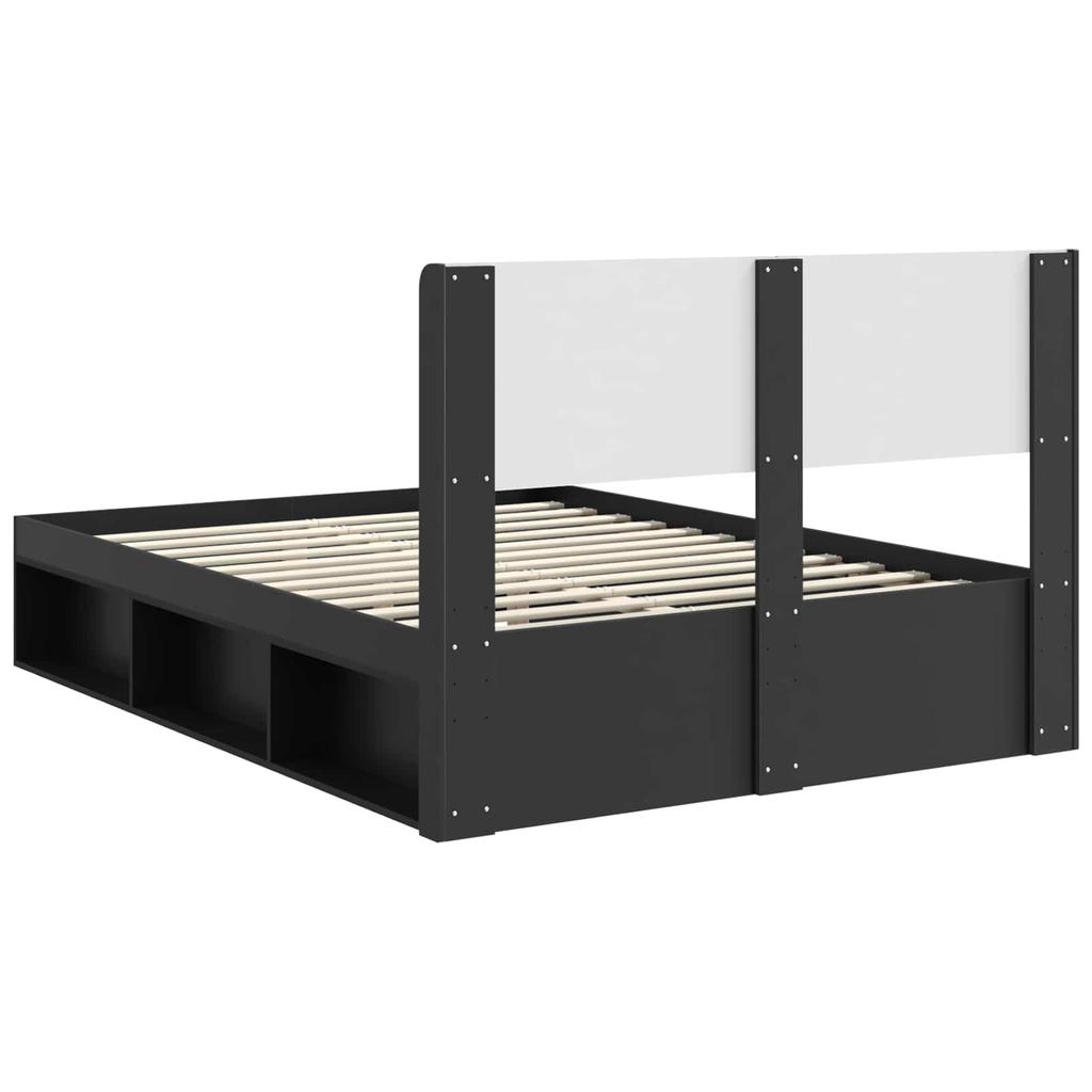 Bed Frame with Storage Space and Headboard Black 120 x 200 cm