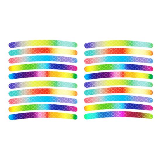 20 шт., светоотражающая наклейка на ступицу колеса автомобиля, самоклеящаяся, универсальная, цвета радуги, предупреждение о безопасности ночного вождения, наклейка, полоса, лента, автомобильные аксессуары