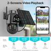 7.6W Solar Panel Wifi Camera With Built-in 7800mAh Battery Outdoor Wireless Security Cam 4MP Dual Lens PIR Human Detect PTZ Cam
