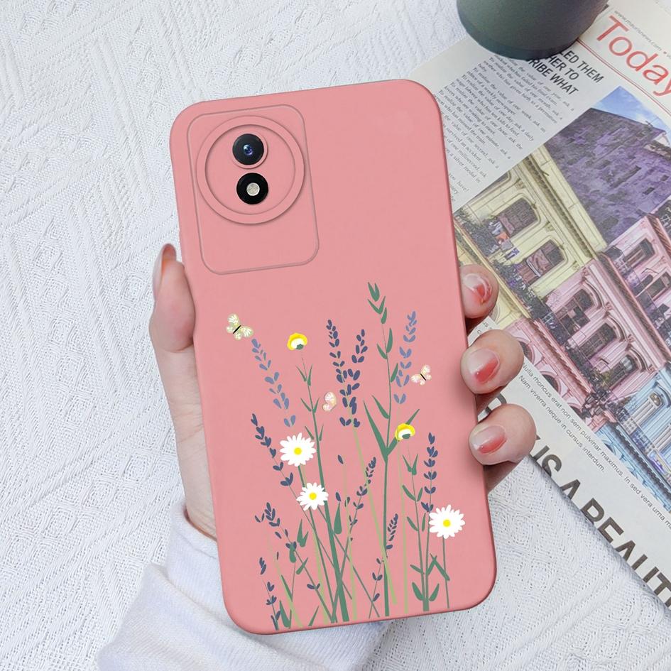 Чехол для Vivo Y02 Y02S Y91C Y11 Y12 Y70 Y72 Y73 Y20 Y51 Y16 Модный защитный цветок авокадо Жидкий силиконовый бампер для чехлов для телефонов Vivo Coque Fundas