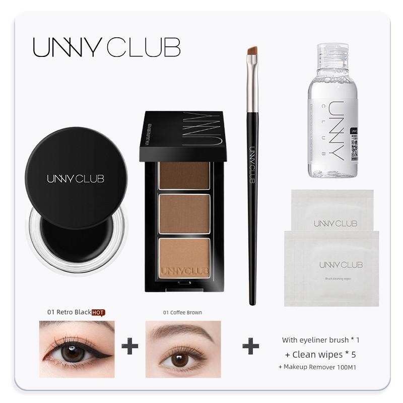 Unny Creamy Eyeliner Eyebrow Powder Not Easy to Smudge Waterproof and Durable Creamy Eyeliner Makeup Newbie Beginner for Women Official Authentic