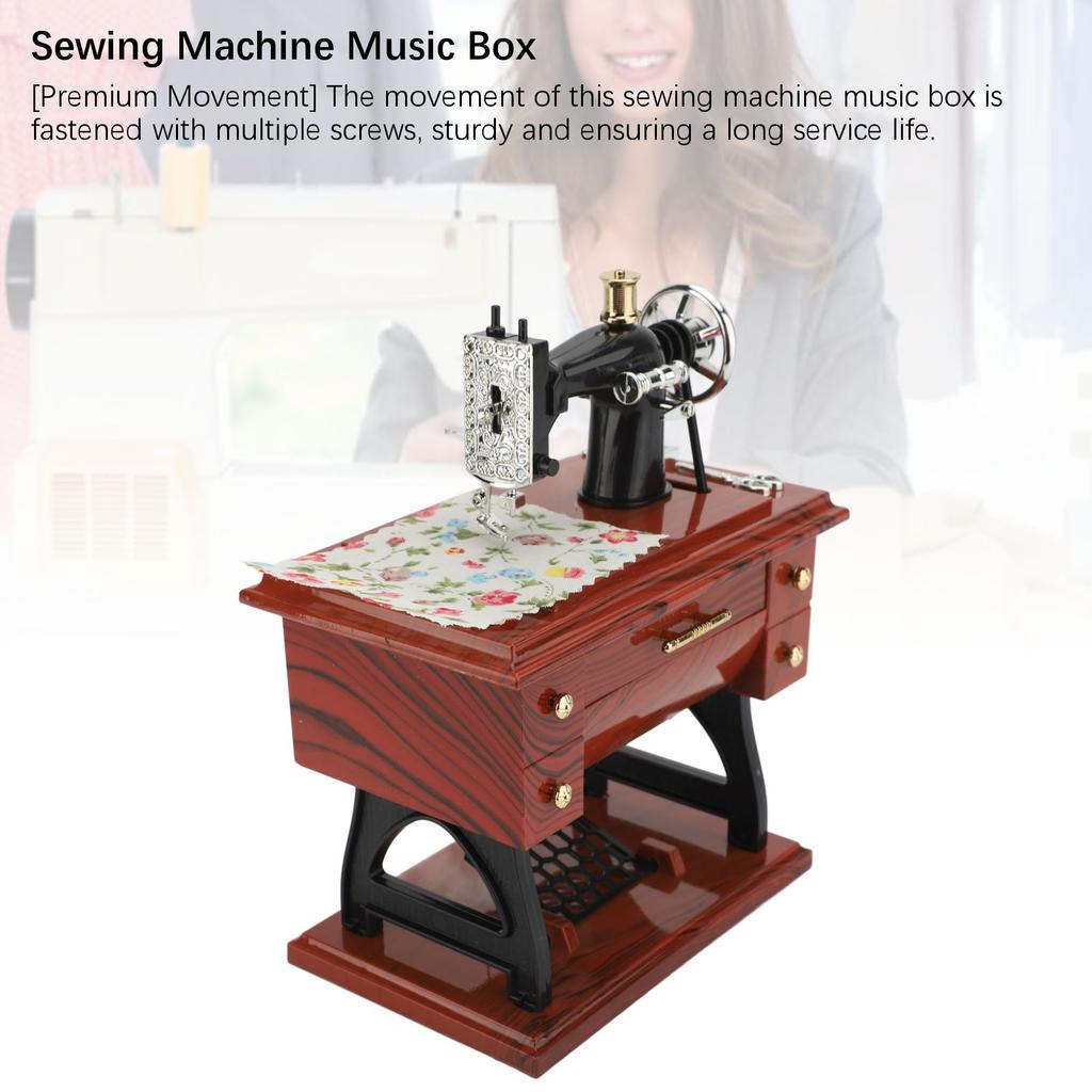 Sewing Machine Music Box Hand Crank Musical Box Vintage Sewing Machine Desk Decoration