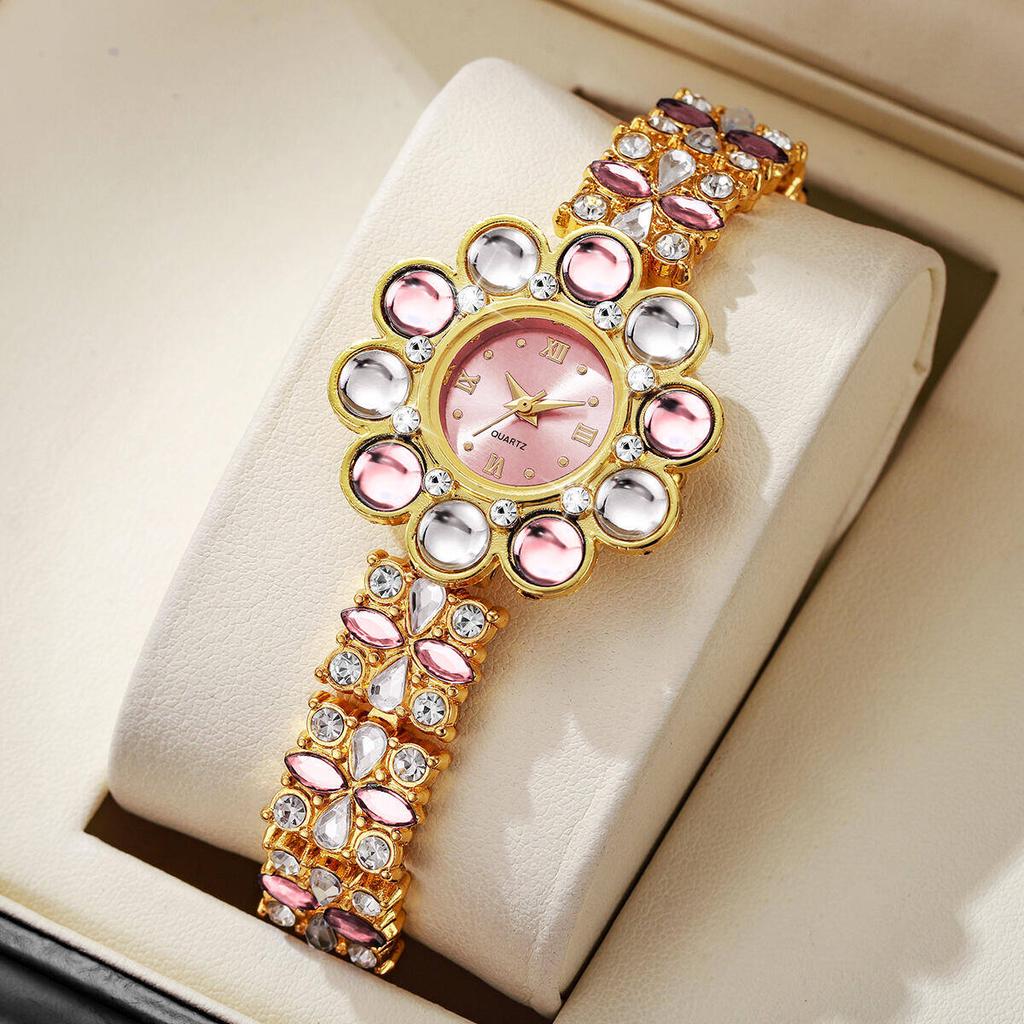 Роскошные женские часы со стразами, браслет с цветочным циферблатом, кварцевые наручные часы для дам, часы Reloj Mujer