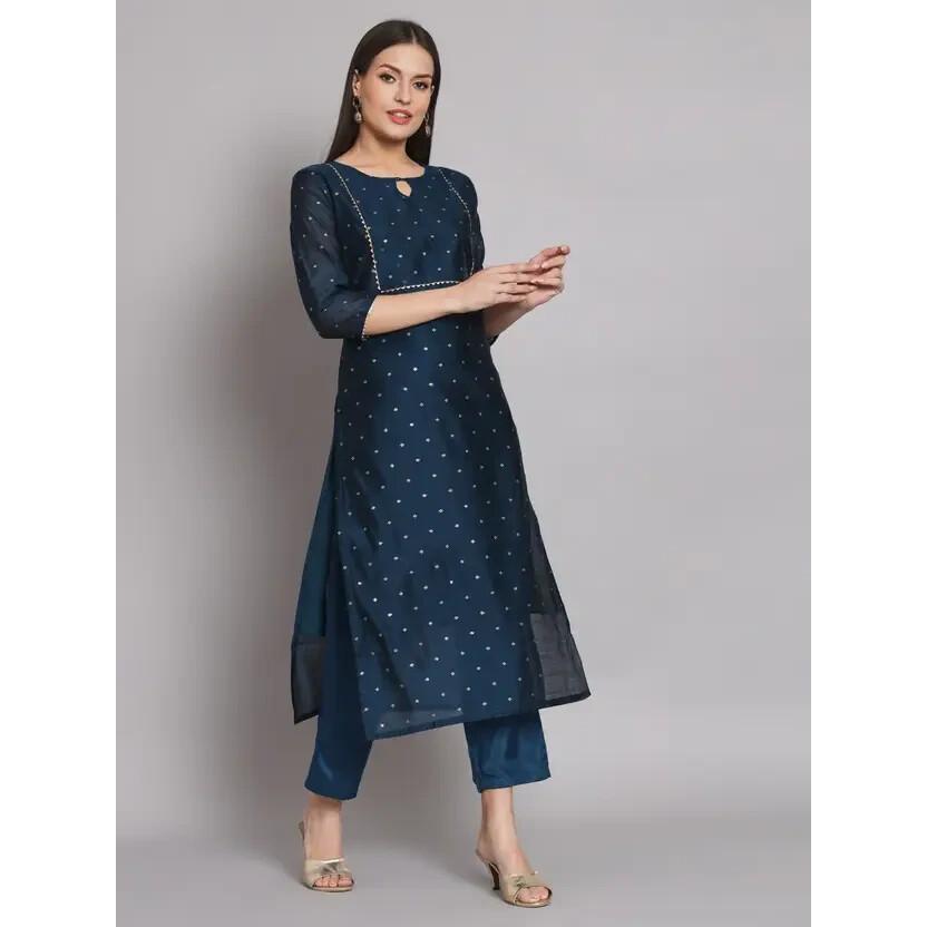 Women Bollywood Kurta Pant Dupatta Set Party Wear Top Tunic Kurti Salwar Suit 2376