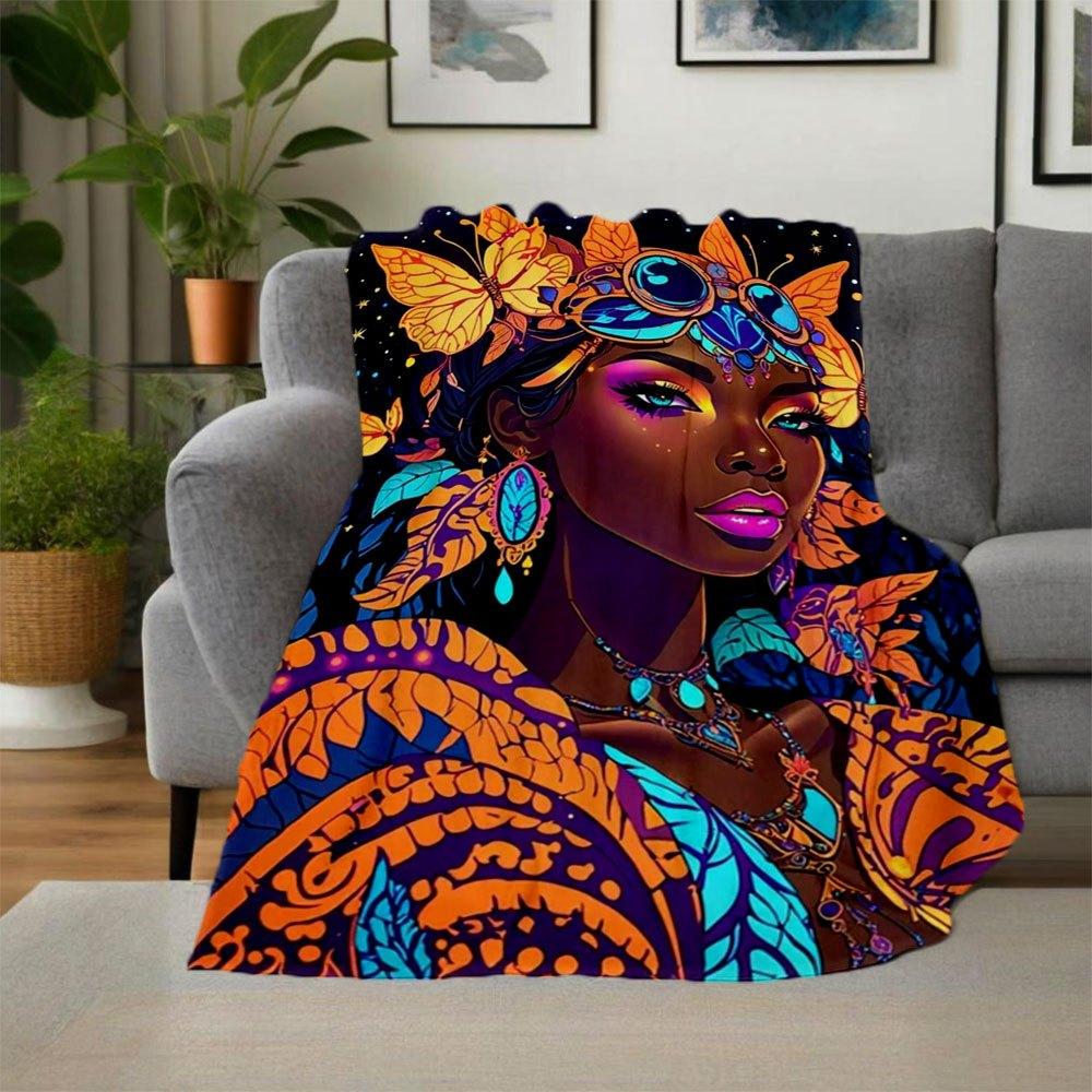 "Enchanted Butterfly Fantasy Fashion: Vibrant, Colorful Women's Clothing"Blanket Flannel Throw Blanket for Sofa, Bed, Travel, Camping, Offic