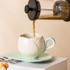 1 комплект кофейной чашки, керамическая кофейная кружка-тюльпан с подставкой, гладкая поверхность, термостойкая чайная чашка для дома