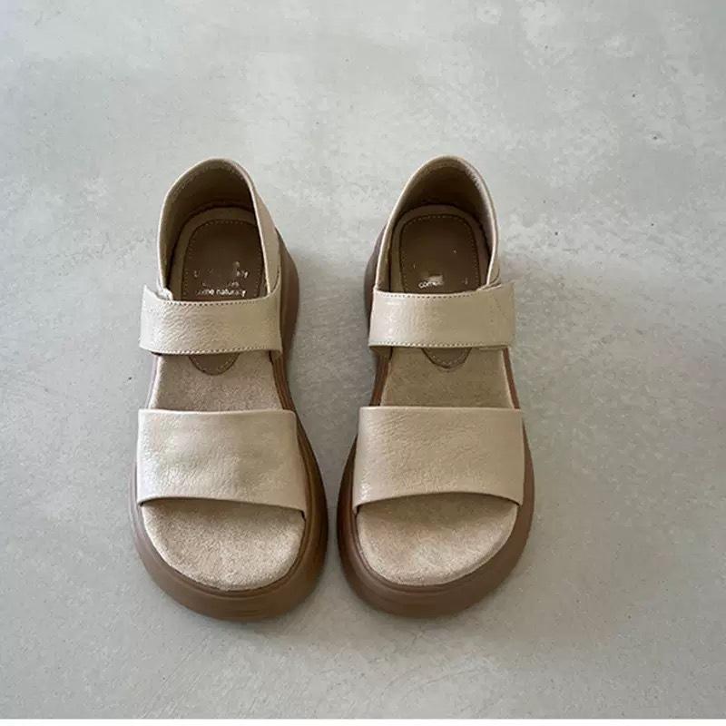 Сандалии на толстой подошве для женщин, ретро, повседневные, увеличивающие рост, универсальные, с мягкой подошвой