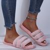 2025 Fashion Thicken Furry Slippers for Women House Flat Comfort Slippers Woman Winter Non Slip Wear-Resistant Sandals Female