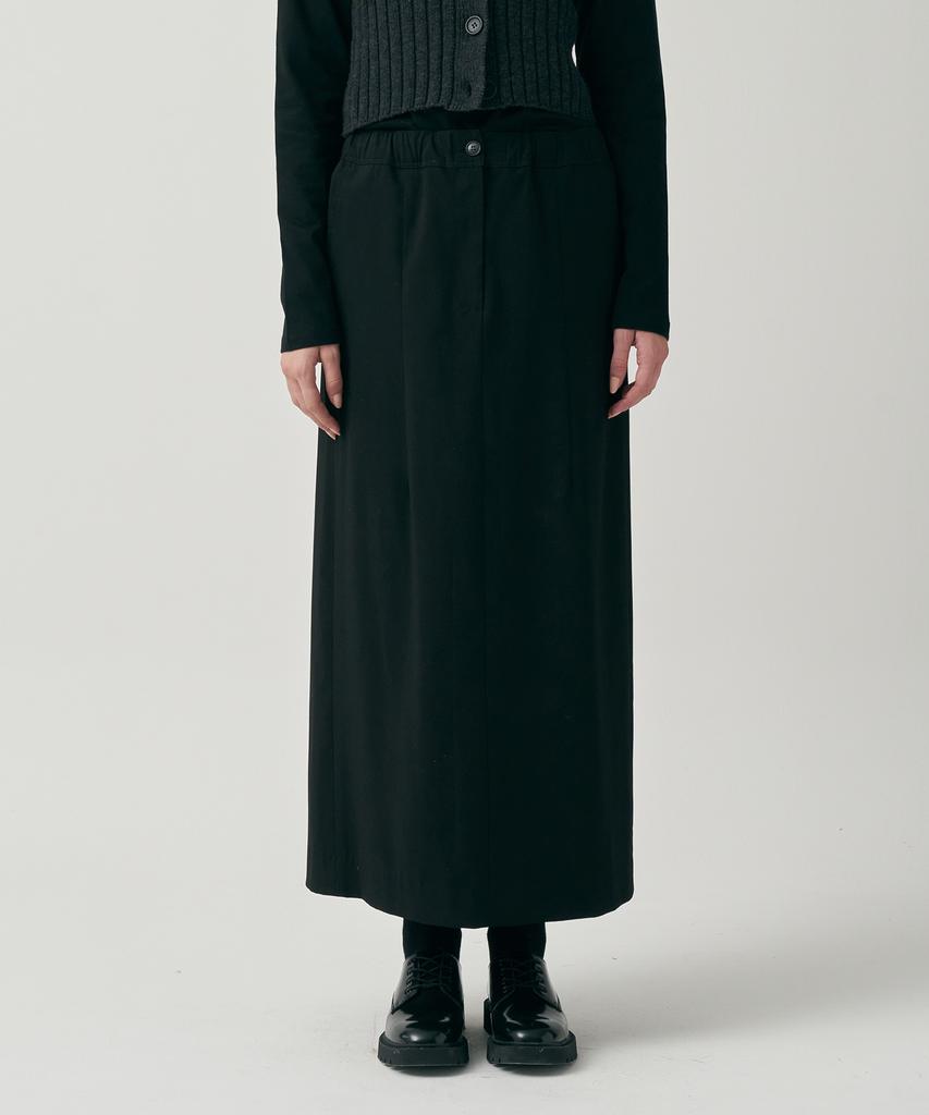 Mot Slit Band Long Skirt-Black