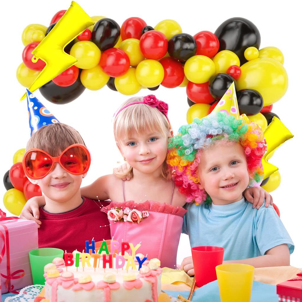 Cartoon Game Balloon Garland Arch Kit Red Black Yellow Lightning Balloons for Cartoon Ball Birthday Party Decorations