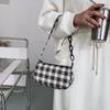 Women's Shoulder Bag Retro Plaid Underarm Bags Chain Strap Zipper Casual Designer Mini Handbags Shoulder Bag Ladies Shoulder Bag