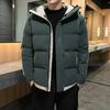 Large Size New Winter Trend Solid Color Men's Cotton Coat Thickened Loose Casual Cotton Coat Men's Daily Hooded Coat