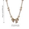 Pearl Silver Bowknot Necklace Pendant Simple Pendant Chain Temperament Bow Necklace Pendant  Daily