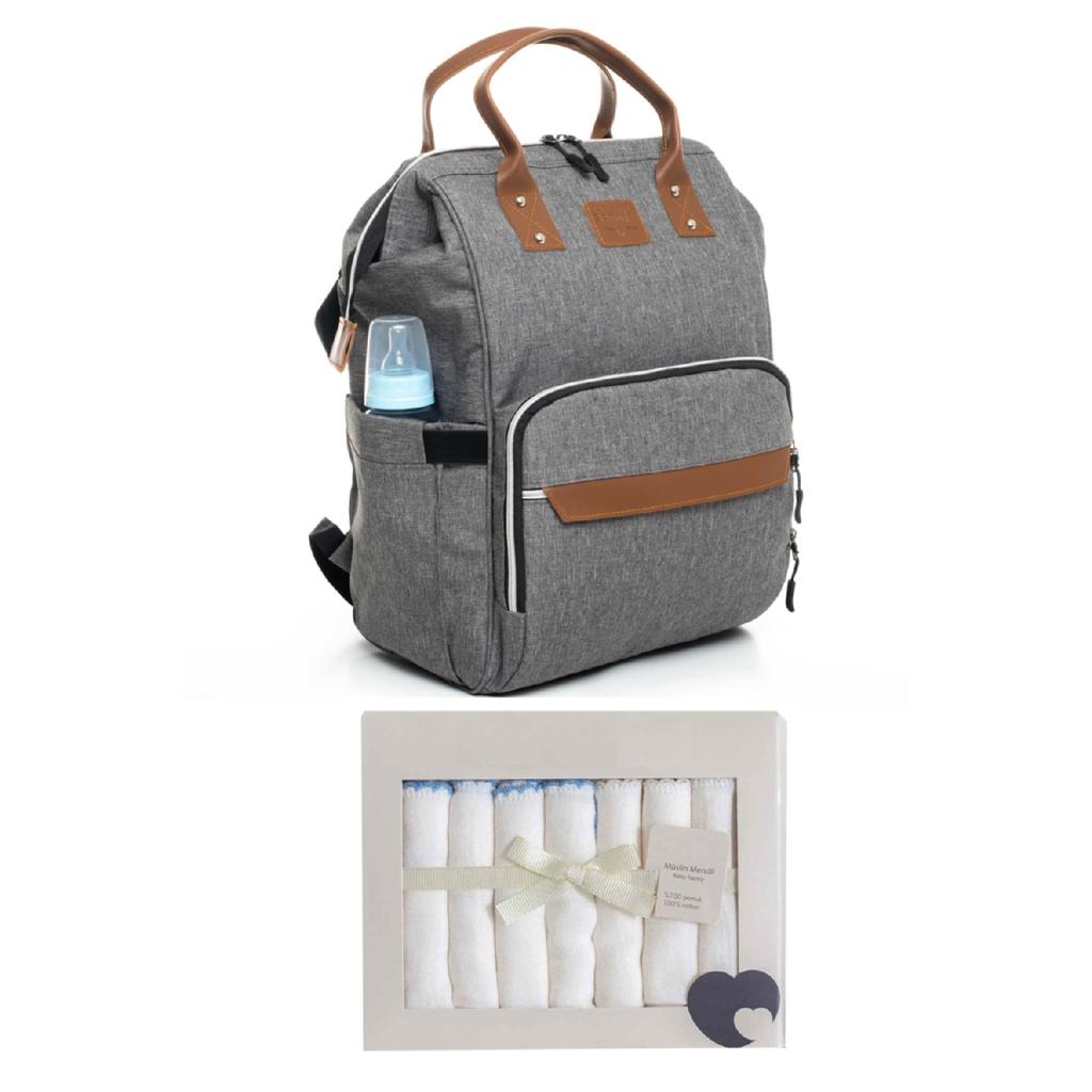 Черно-серый рюкзак для ухода за мамой и ребенком с бутылочкой-термосом, водонепроницаемая коляска с вешалкой