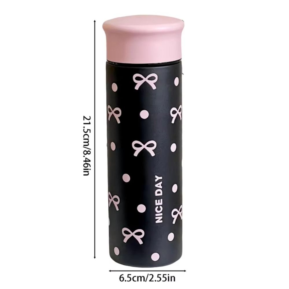 304 Stainless Steel Pink Bow Water Bottle Large Capacity Double-layer Water Cup  Sport