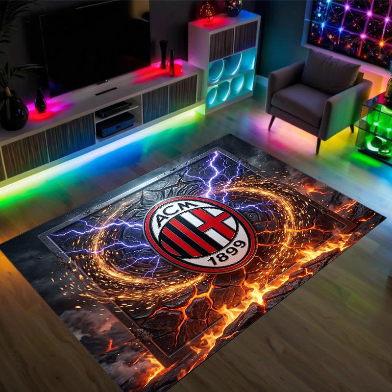 Дизайн AC Milan Кристальный Велюровый Ковер Уютный Не?Нескользящий ковер с принтом для спальни, гостиной, прихожей