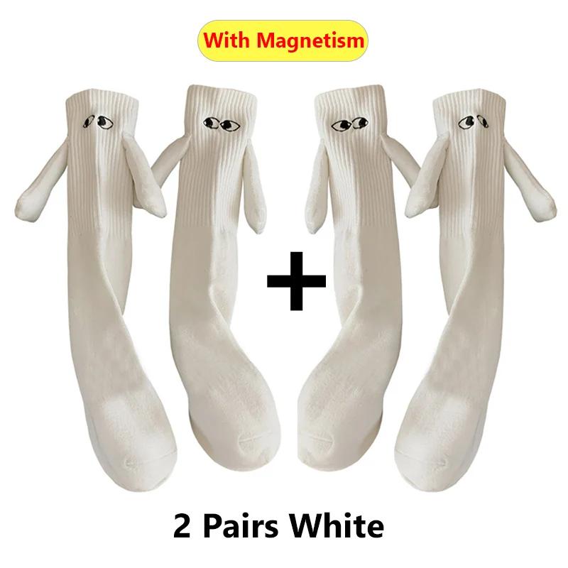 Couple Cotton Sock Magnetic Suction Hand In Hand Socks Black White Unisex Holding Hands Long Socks