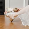 Soft Leather Edition~ French Retro Platform Heel Soft Leather Sandals Women's Summer Simple Velcro Commuter Open-toed Roman Shoes