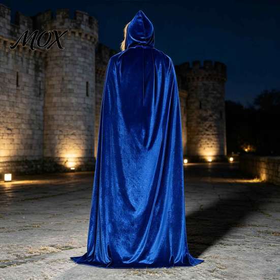 Soft Velvet Cape for Cosplay Unisex Adults Hooded Cloak, Vampire Wizard Cape, Renaissance Halloween Cloak with Hood Medieval Costume Witch Cosplay,