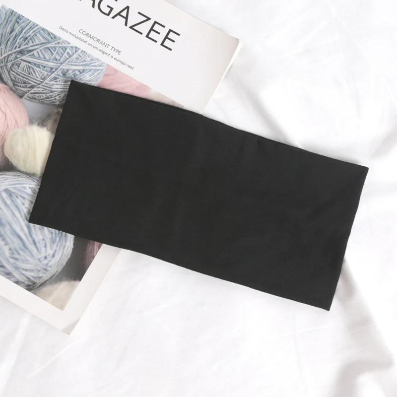 Корейская повязка на голову для бега, однотонная, широкие эластичные резинки для волос, женская, мужская, для спорта, йоги, черная, мягкая, для умывания лица, макияжа, головной убор