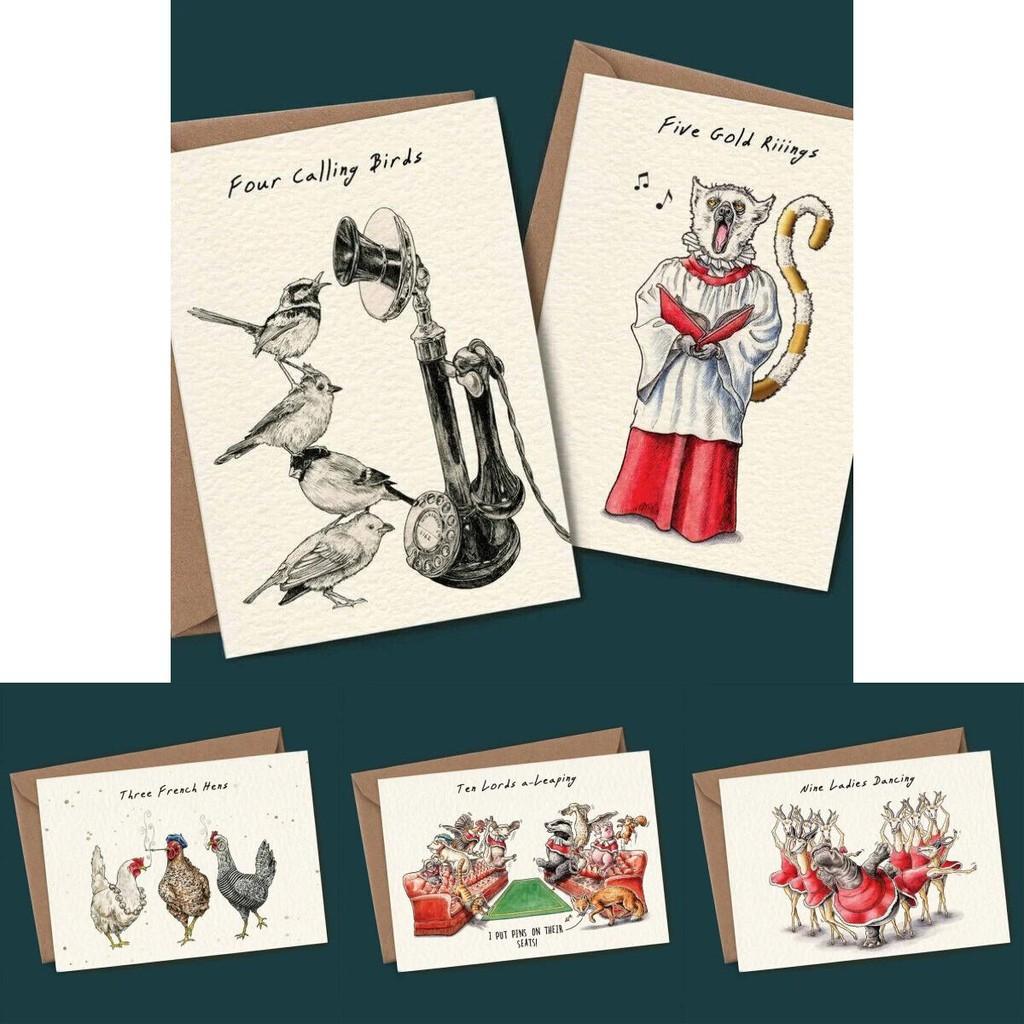 Christmas Card Set 12 Pieces Of Festive Cards And Envelopes With A Simple And Modern Design