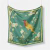 Twill Silk Scarf Woman Birds Painting Square Scarves Wraps Bandana Small Hijab Silk Foulards Tie Headband Neckerchief 53CM
