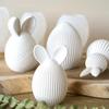 A Top Quality Easter Series 3D Silicone Mold Striped Egg Bunny Shape Scented Candle Gypsum Craft Gift Making Mold with Straight