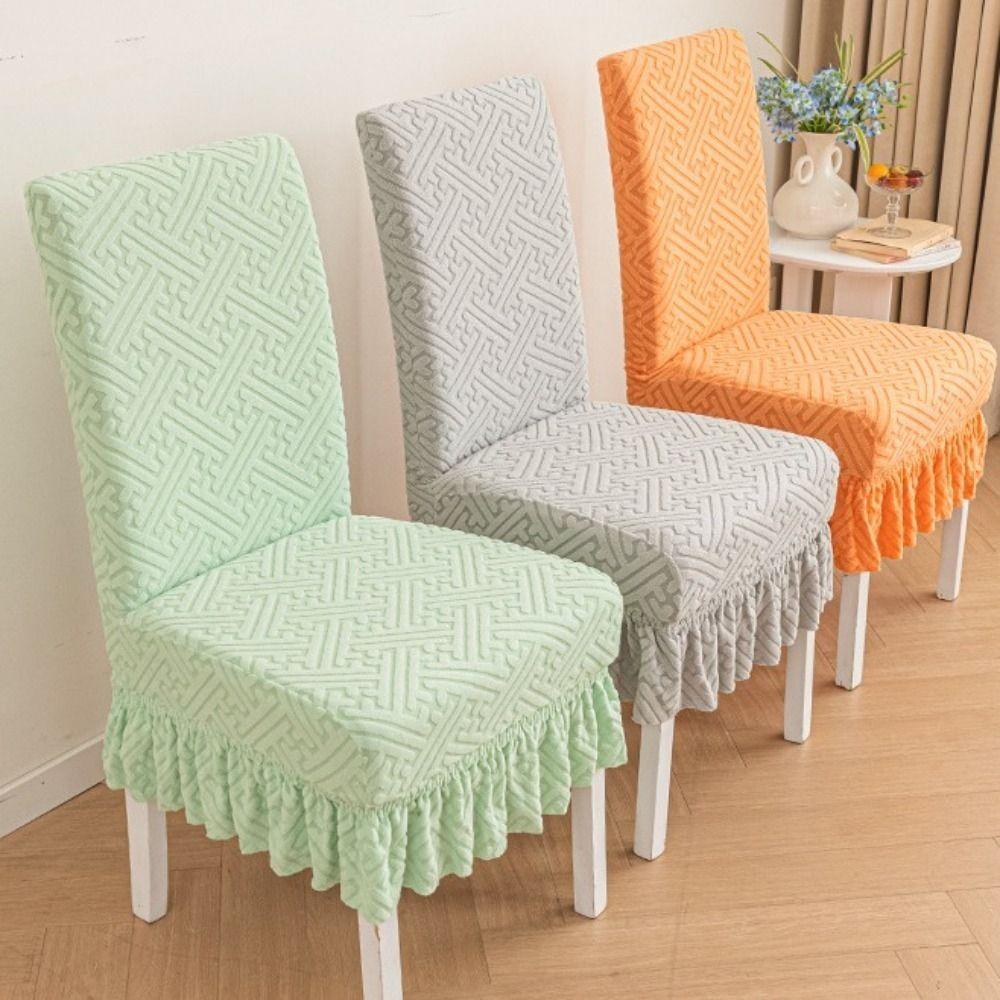 Jacquard Chair Covers Skirt Edge Dining Chair Protector Comfortable Seat Covers Hotel