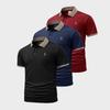 Men's 3pcs Golf Set: Short-Sleeve Polo Shirt with 3-Button Vintage Collar and Contrast-Color Collar and Cuffs, Breathable and Moisture-Wicking