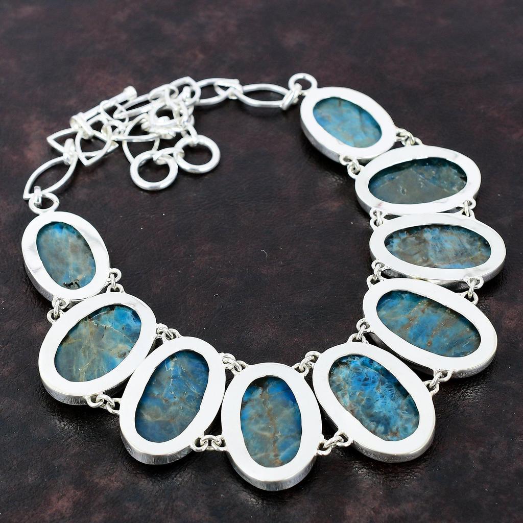 Ожерелье с неоновым апатитом, ожерелье из натурального драгоценного камня, ожерелье из стерлингового серебра 925 пробы, регулируемое ожерелье-цепочка, ювелирные изделия ручной работы, подарок на юбилей