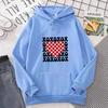 Худи с капюшоном с принтом в виде шахматной доски и сердечек для мужчин и женщин, модный и универсальный топ, Amazon