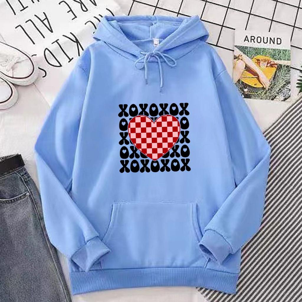 Худи с капюшоном с принтом в виде шахматной доски и сердечек для мужчин и женщин, модный и универсальный топ, Amazon