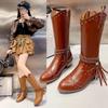 Модная плетеная женская обувь 2024 года, осень, новые высококачественные женские коричневые длинные сапоги Botas Altas Plataforma Mujer