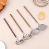 Long Handle Ladle Stainless Steel Big Head Round Dinner Soup Spoon Stirring Drinking Soup Dessert Spoons Kitchen Tableware