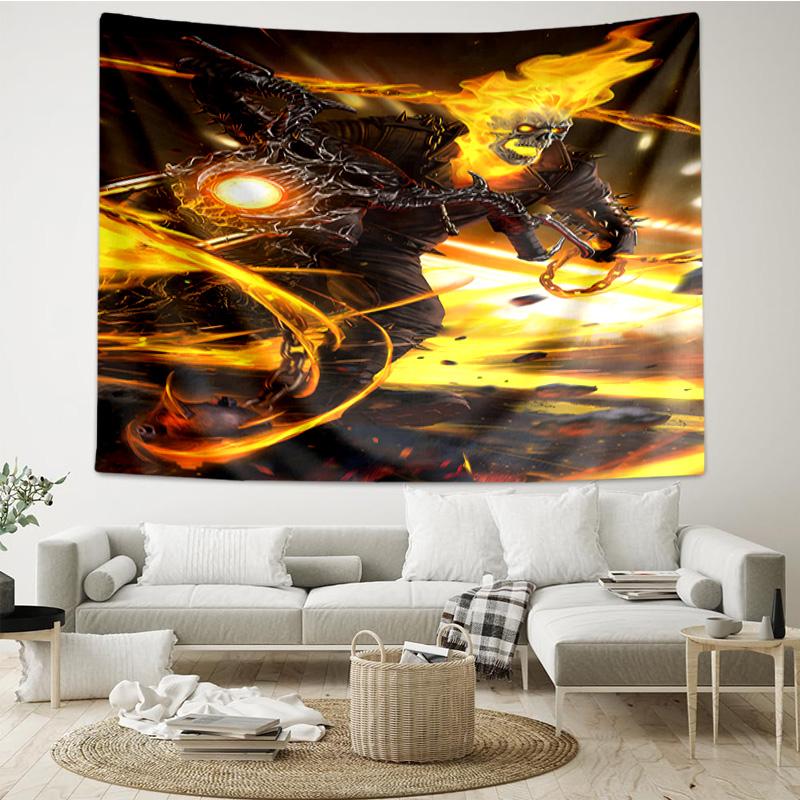 Rider On Fire Tapestry, Unique Design Tapestry, Wall Decor for Bedroom,Livingroom, Playroom,Heartwarming Fan Holiday Gifts