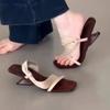 Женские тапочки Туфли на высоком каблуке Новые сандалии с квадратным носком Лето 2025 Платье Женские туфли-слингбэки Сексуальные сандалии для женщин