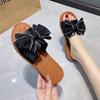 2024Cool Slippers for Women Wearing Summer Versatile Bow and Tendon Soled Beach Shoes with Flat Bottoms and Anti Slip Flip Flops