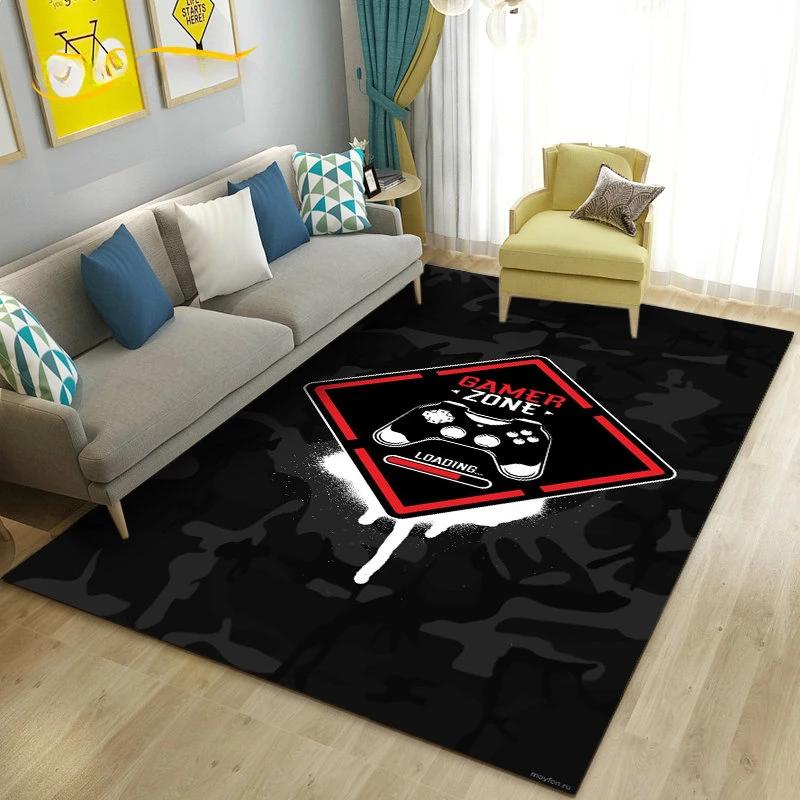 Cartoon Gamer Game Controller Carpet For Living Room Non Slip Parlour Sofa Large Area Rug Bedroom Kid Play Room Floor Mat
